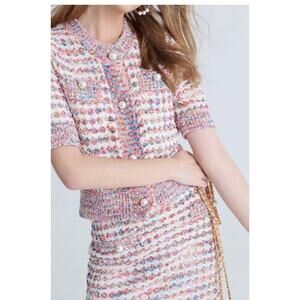 Urban Revivo Knit Sweater with Pearl Buttons Short Sleeved